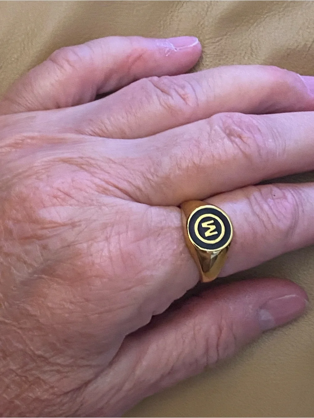 Chinatown Market Gold Men's Signet Ring with 'M' Accent